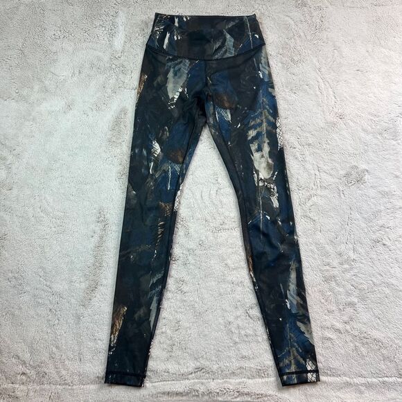 Lululemon Rare Wanderlust Leggings Wander Onder Pant Sz 4 Compass Seawheeze Logo - Picture 1 of 10
